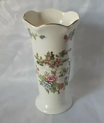 Buy Crown Staffordshire Pagoda Vase Fine Bone China Flared Vase Pink & Blue Flowers • 25.95£