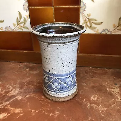 Buy Art Pottery Stoneware Glazed Vase Blue Hand Thrown • 12£