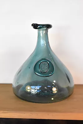 Buy Vintage Danish Holmegaard Handblown Wine Bottle Carafe King Medallion Blue Glass • 55.01£