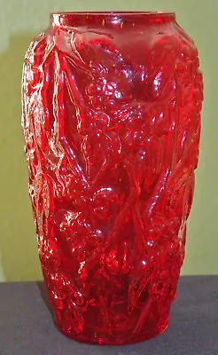Buy Outstanding Rare Large Red Consolidated Art Glass Pigeon Blood Bittersweet Vase • 548.17£