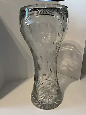 Buy Vintage Lead Crystal Cut Glass Floral Design Corset Vase, Flowe / Fern,  12  • 84.10£