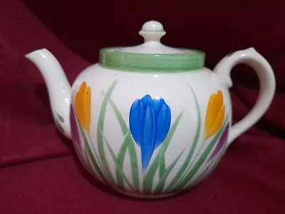 Buy Vintage Art Deco Clarice Cliff Style Spring Crocus Pattern Tea Pot With Lid • 39.99£