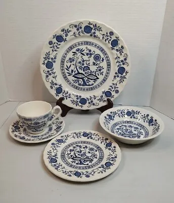 Buy Myott Meakin Tableware Blue Onion England 5 Pc Place Setting Plate Bowl Tea Cup • 28.76£