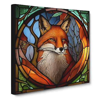 Buy Fox Stained Glass Effect No.1 Canvas Wall Art Print Framed Picture Home Decor • 24.95£