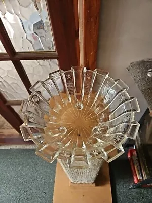 Buy Beautiful Vintage Large Cut Glass Salad Or Fruit Bowl With Art Deco Star Pattern • 3.50£