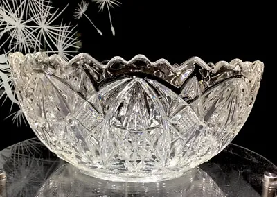 Buy Art Deco Hand Cut Glass Fruit/Trifle Bowl - C 1920’s. Beautiful! • 55£