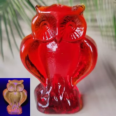Buy Selenium Glass Owl Vaseline Glass Figurine 3'' Uranium? Glass Art Deco • 42.69£