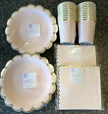 Buy Baby Pink Paper Tableware Set 20 X Cups,  20 X Plates & 30 X  Napkins NEW • 11.99£