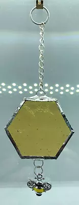 Buy F042 Stained Glass Suncatcher Hanging Single Honeycomb & Bee Charm 14cm Orange • 6.50£