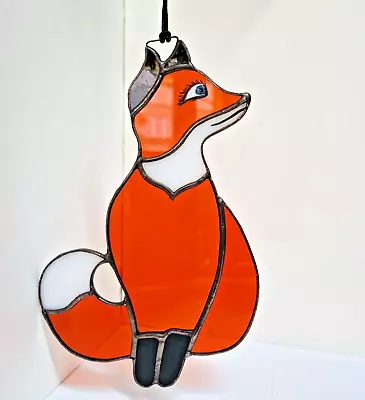 Buy Stained Glass Red Fox Suncatcher Window Hanging Panel Wild Animal Ornament • 47.51£
