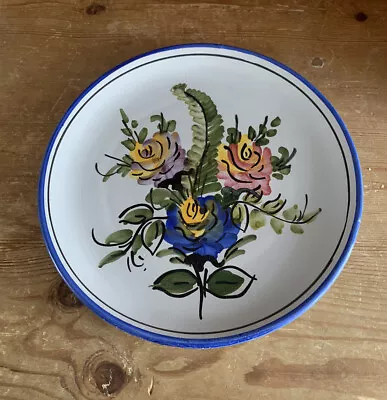 Buy Vintage Hand Painted Floral Ceramic Plate Grey Blue Spanish • 12.99£