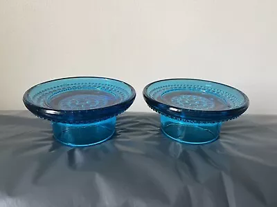 Buy PAIR OF TWO WAY BLUE GLASS CANDLE TEALIGHT HOLDERS See Description • 7.99£