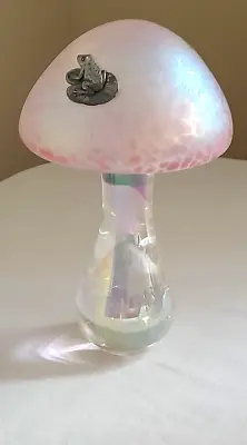 Buy Pale Pink Mushroom With Frog By Heron Glass 17cm - Gift Box - Hand Crafted In UK • 47£