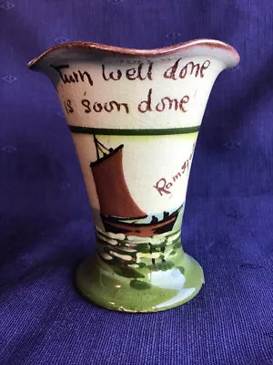 Buy Torquay Pottery  Ramsgate  Sailing Ship & Motto Ware Small Vase - Unmarked • 8.99£