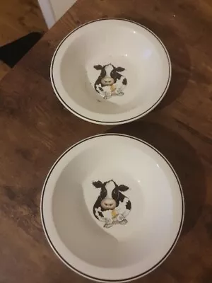 Buy Vintage Arthur Wood Cow Back To Front Design Collectable 2x Bowls • 12£