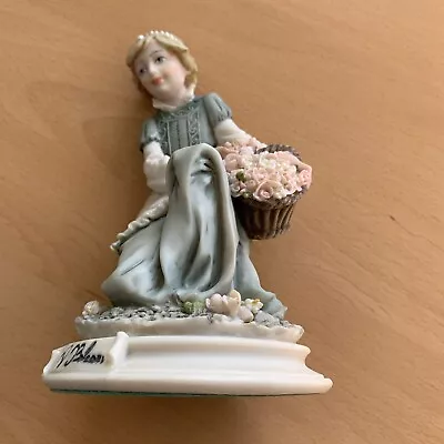 Buy Vintage Capodimonte By A. BELCARI - DEAR 1987, Girl With Basket Of Flowers • 5£