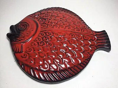 Buy Vintage Retro West German Fat Lava Era  Red Ceramic Fish Wall Plaque • 18£