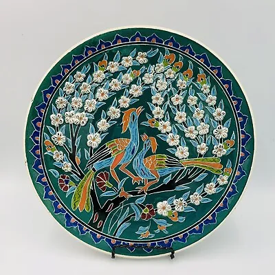 Buy Vtg Turkish Pottery Plate Oren Cini Kutahya Birds On Branch W Blossoms • 84.44£