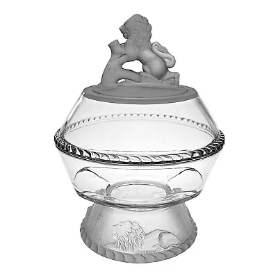 Buy Gillinder Lion Frosted Large Compote Pressed Glass Covered Bowl • 107.87£