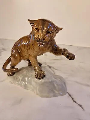 Buy Vintage Large Panther Cat 1702 Beswick On Rock Glossy Lion Ornament Figurine • 60£