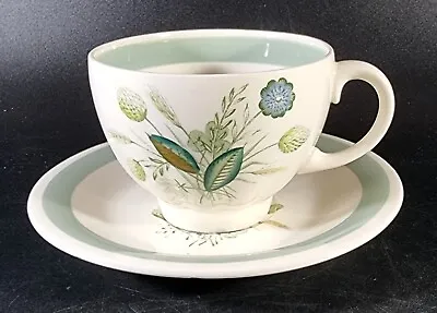 Buy Woodsware Clovelly Wood & Sons Teacup & Saucer Floral Design Green Rim  • 5.72£