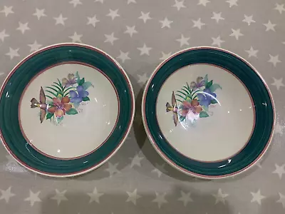 Buy Carrigaline Pottery Ireland 2 Vintage Cereal Bowls Floral Hummingbird Design • 12£