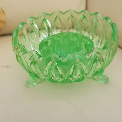 Buy Green Glass Fruit Bowl On Legs • 4.99£