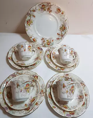 Buy W&Sons Vintage China TeaSet Floral & Trellis Design Cups Saucers Side/Cake Plate • 30£