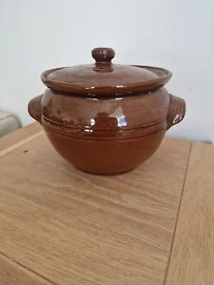 Buy Vintage  Brown Stoneware Small Lidded Casserole Pot & Lid • 10£