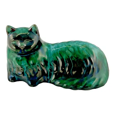Buy Vintage BLUE MOUNTAIN POTTERY Green Reclining CAT Large Ceramic Animal ORNAMENT • 18.99£