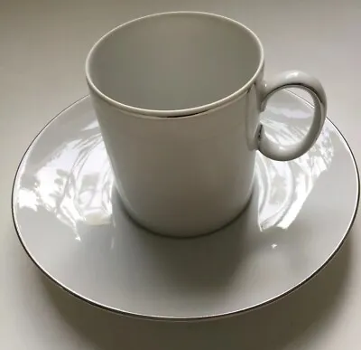Buy Thomas Germany White Porcelain Medaillon Coffee Cup & Saucer Thin Band Platinum • 3.99£