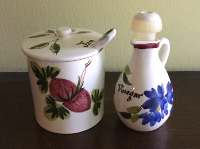 Buy Vintage Toni Raymond Jam Jar Lidded Pot Container & Spoon  Plus Vinegar Cruet. • 19£