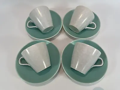 Buy Poole Pottery Twintone Ice Green Seagull Cups And Saucers Vintage 50's • 13.99£
