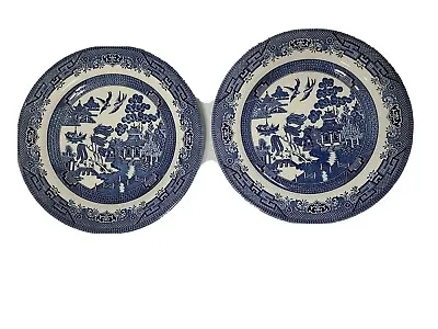Buy Churchill Blue Willow Made In England Dinner Plates Fine Dinnerware Lot Of Two • 26.26£