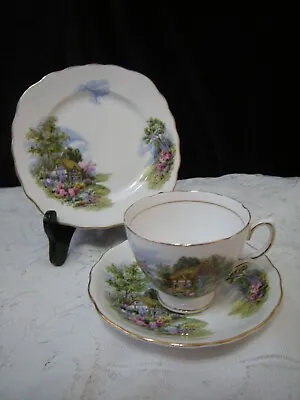 Buy Vintage Royal Vale Bone China  Country Cottage  Trio. • 6.99£