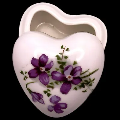 Buy VTG  HAMMERSLEY  Bone China Porcelain Victorian 💜 Violets Heart Trinket Box • 13.28£