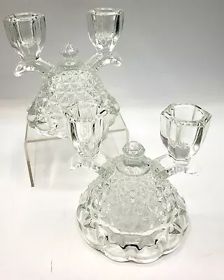 Buy Set Of 2 Vintage Imperial Glass Katy Double Light Candle Stick Holders C.1930s • 13.51£