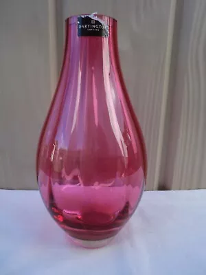 Buy Vase Dartington Crystal Solid Glass Bulb Shaped Cranberry Colour 7 1/4   Height • 8£