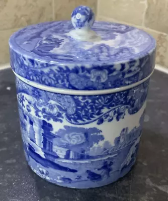 Buy Storage Jar Spode Copeland Italian England C 1910 Lidded Blue & White • 85£