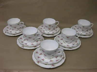 Buy 6 Vintage Duchess Bone China Tea Cups Saucers Plates~ Pink Rose Buds/ Ditsy Rose • 49.99£