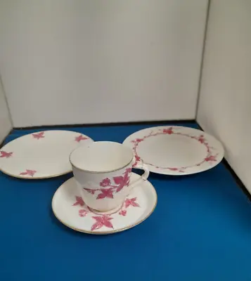 Buy Antique Possibly Minton China White With Pink Ivy - Cup,Saucer & 2 Tea Plates • 16£