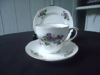 Buy Duchess Purple Violets  Bone China   Trio Tea Cup & Saucer Plate Set • 12.64£