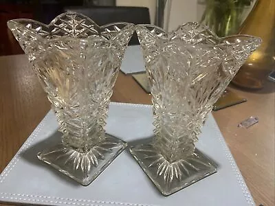 Buy Pair Of 1930s Vintage Heavy Glass Vase • 10£