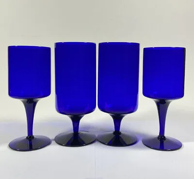 Buy Morgantown Glass Stemware Water Goblet Claret Wine Sculpture Cobalt Blue Barware • 46.94£