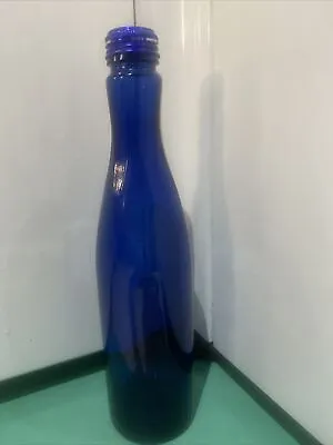 Buy Cobalt Blue Glass Decorative Bottle With Cap Diamond Style Cut Neck 23.5cm • 4.25£
