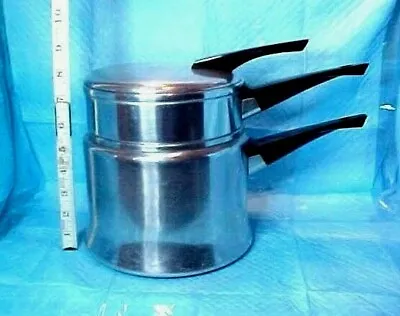 Buy Double Boiler - Insert Pot & Lid Vintage Mirro 2 Qt M-1802 Usa Finest Aluminum  • 27.55£