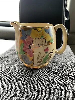 Buy Stunning Vintage Floral Muti Colour-Gold Design Jug Made In England • 3.99£