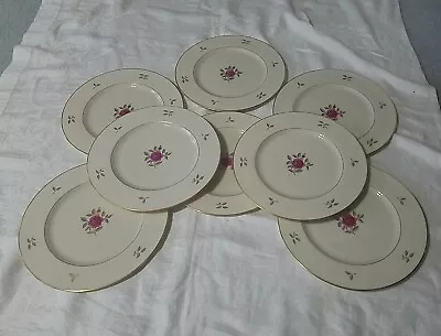 Buy Lenox China  Rhodora  8 Dinner Plates  Pink Rose With 22k Gold Trim • 67.23£