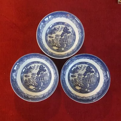 Buy 3 X Vintage Johnson Brothers Willow Pattern 15cm Dessert / Cereal Bowls • 9£