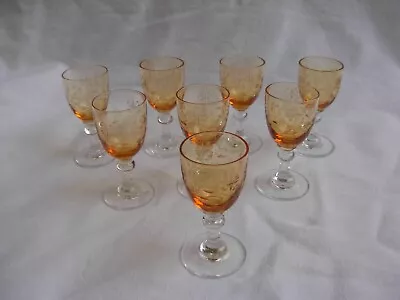 Buy  SUPERB ANTIQUE FRENCH ETCHED CRYSTAL LIQUOR GLASSES,SET OF 8,LATE 19th CENTURY. • 118.59£